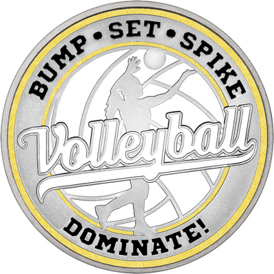 White "Volleyball" with Gold Outer Circular Borders